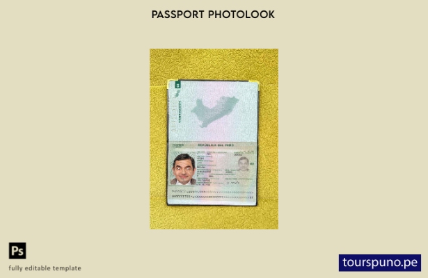 Plantilla de aspecto fotográfico del pase de Perú lista para imprimir